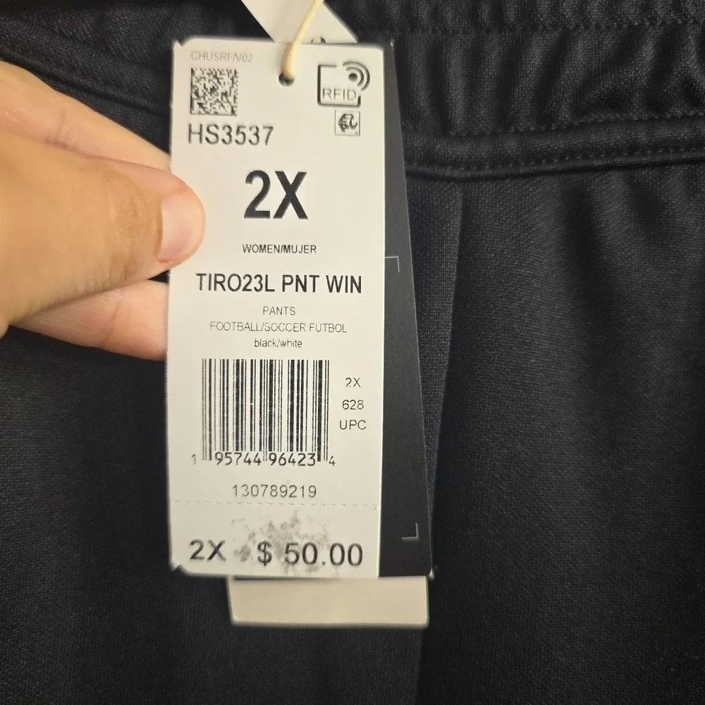 NEW Adidas Men Sweatpants 2X‎ Black Polyester Drawstring Skinny Zipper Leg Ankle